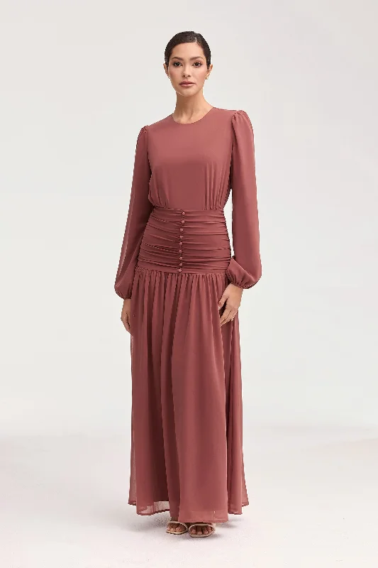 Women's Sweetheart-Back DressesRanda Rouched Maxi Dress - Toasted Pecan