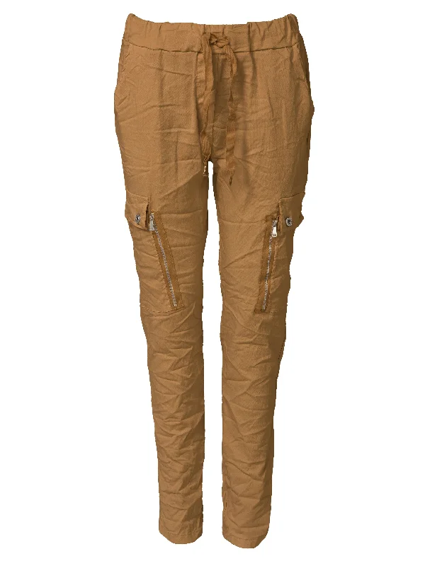 Women's Flared PantsCARMEN cargo trousers - Sand