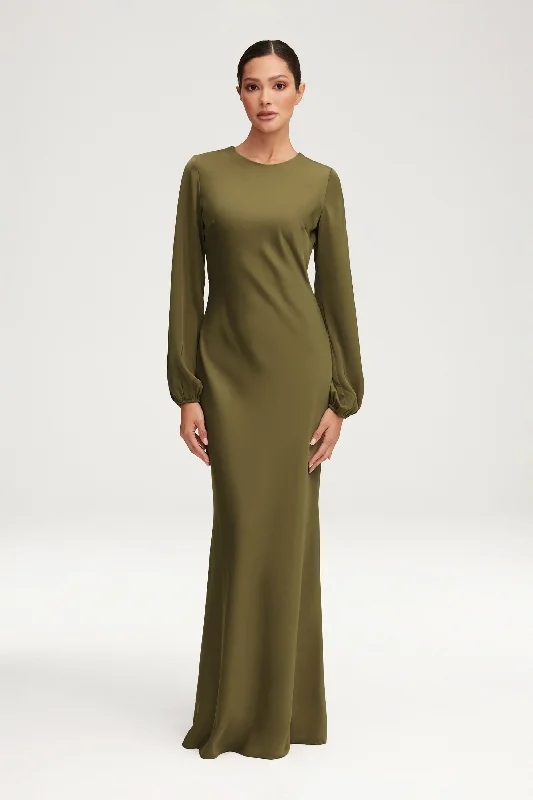 Women's Off-Shoulder DressesKamila Satin Maxi Dress - Olive Night