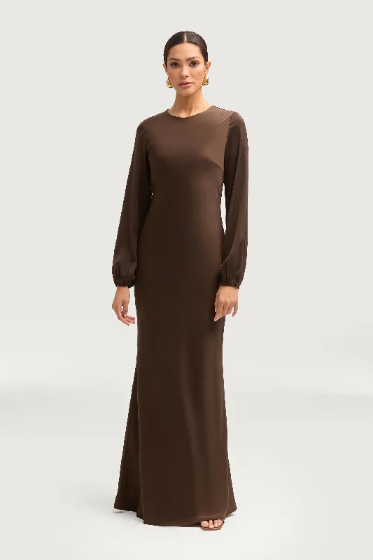 Women's Cold-Shoulder DressesKamila Satin Maxi Dress - Espresso