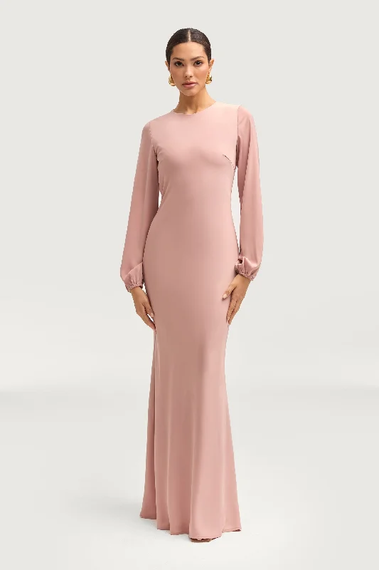 Women's Square-Back DressesKamila Satin Maxi Dress - Blush