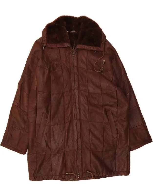 Women's Coats with PocketsCHRIST Womens Oversized Shearling Jacket EU 38 Medium Brown Patchwork