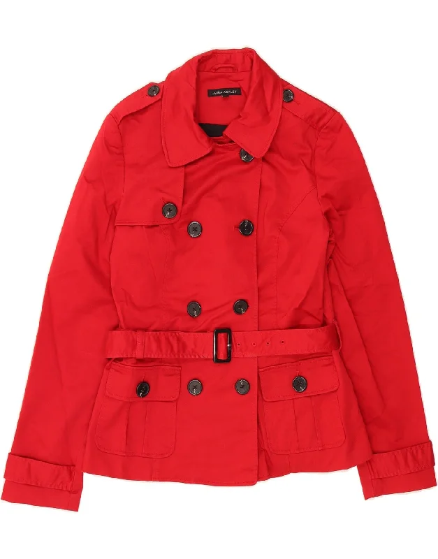 Women's Coats with Fur Trimmed CollarLAURA ASHLEY Womens Pea Coat UK 10 Small  Red Cotton