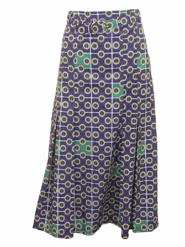 Women's Gathered SkirtsMizzoni Belted Print Pleat Skirt