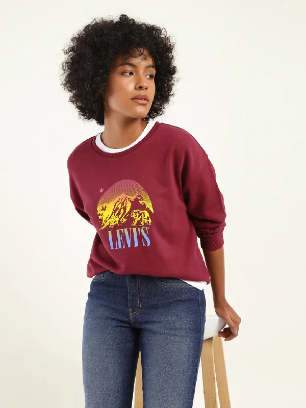 Women's Hoodie JacketsWomen's Solid Maroon Crew Neck Sweatshirt