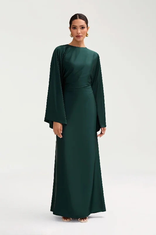 Women's Low Collar DressesBatool Satin Maxi Dress - Emerald