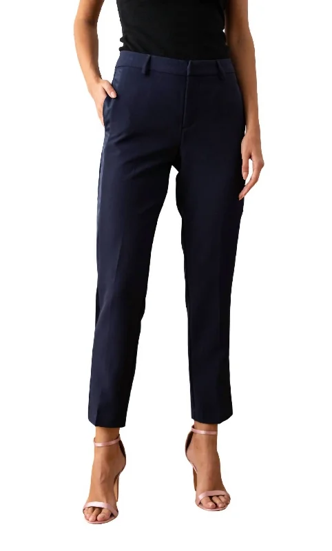 Women's Jodhpurs with Low WaistClassic Cigarette/smoking Pants In Navy Blue