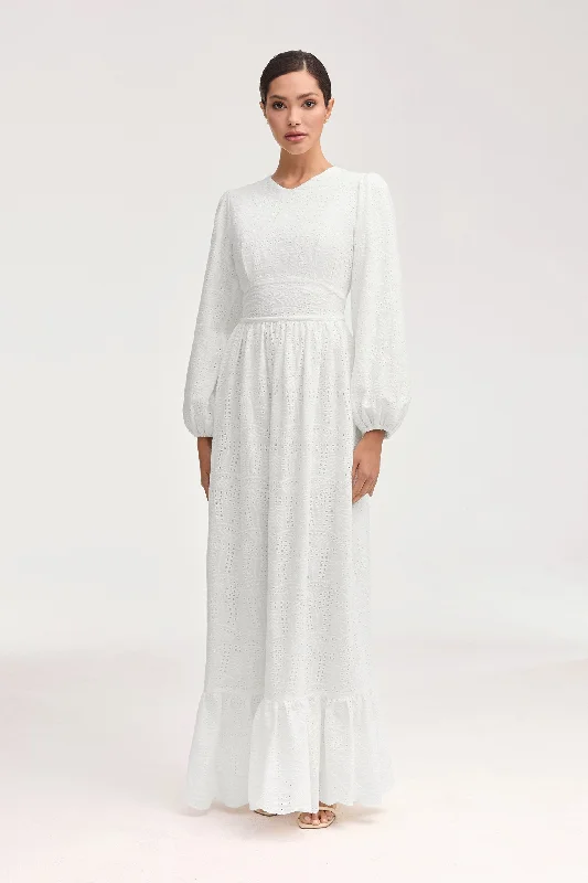 Women's Pencil DressesLuciana White Eyelet Maxi Dress