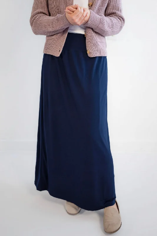 Women's Comfortable SkirtsSelene Dressy Knit Maxi Skirt in Deep Navy