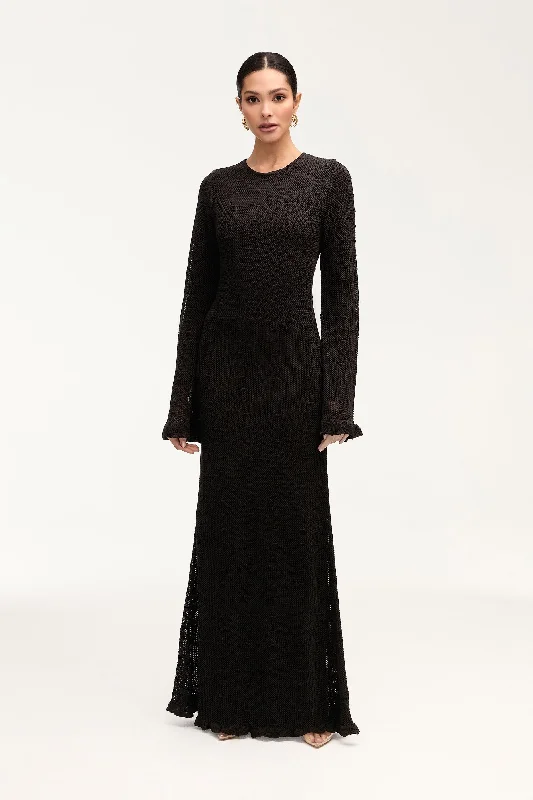 Women's Flared DressesLeilani Crochet Maxi Dress - Black