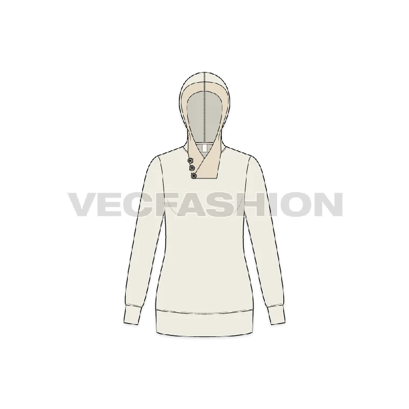 Women's Hooded Sweatshirts with Magnetic ClosureWomen's Sweat Jumper