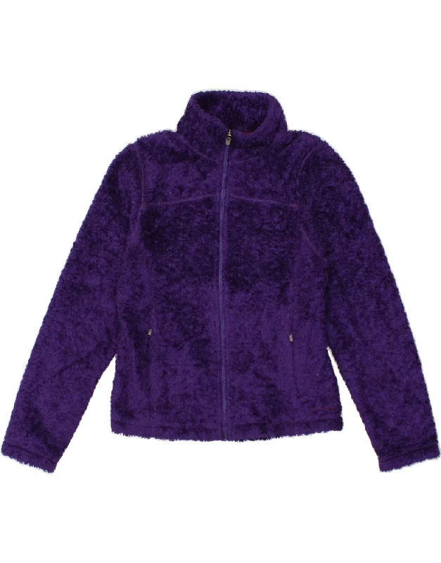 Women's Coats with Fur Trimmed ZipperL.L.BEAN Womens Fleece Jacket UK 12 Medium Purple Polyester