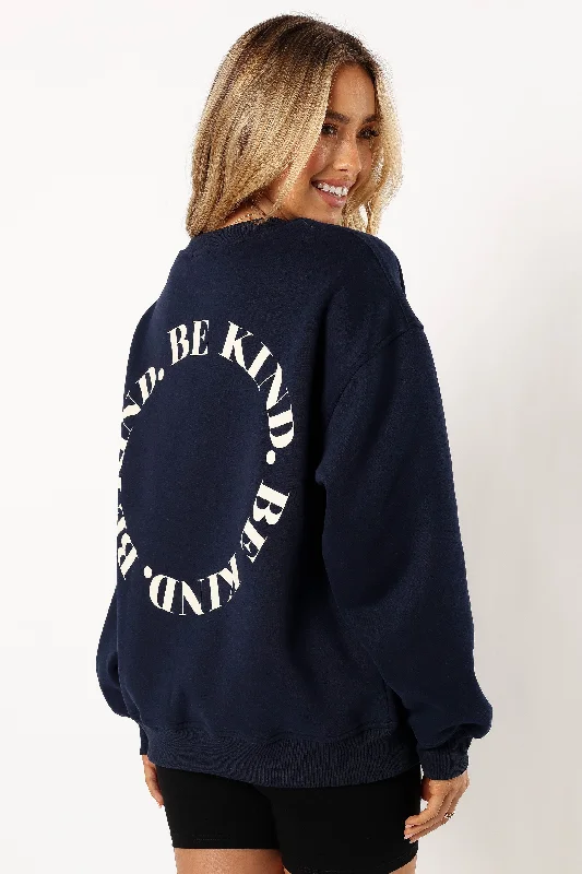 Women's Hooded Sweatshirts with Zipper PocketsWrenley Be Kind Sweatshirt - Navy