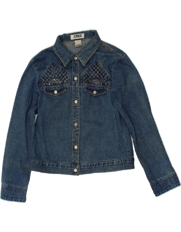 Women's Coats with Fur TrimmedVINTAGE Womens Denim Jacket UK 12 Medium Blue Cotton