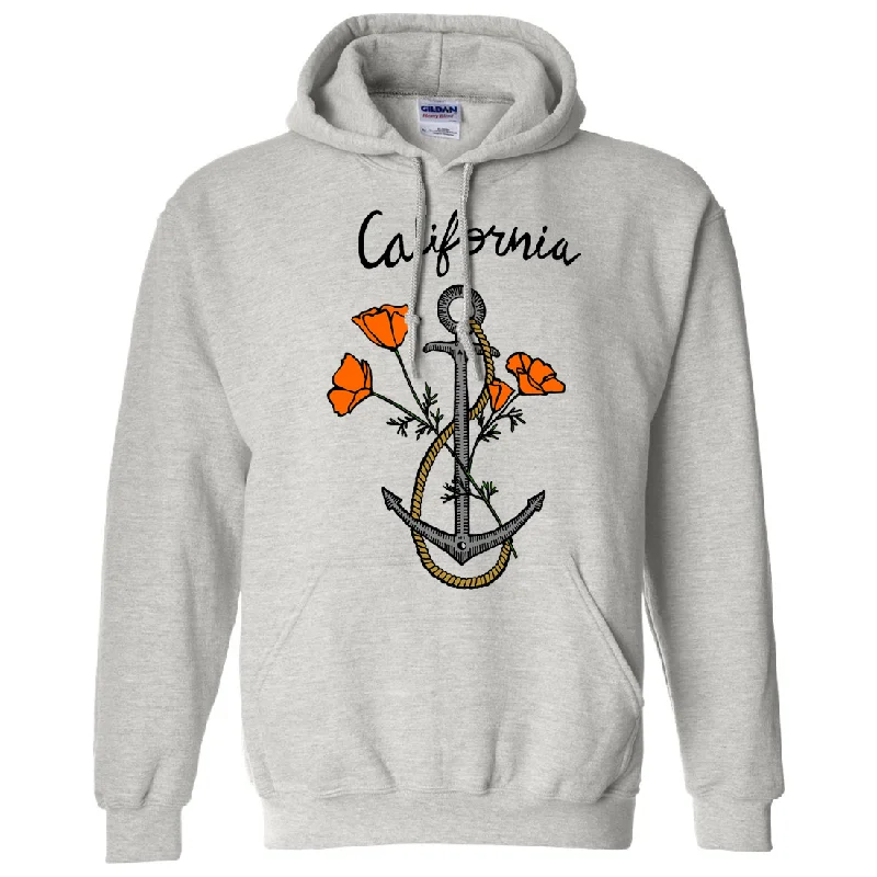 Women's Hooded Sweatshirts with Silk LiningCalifornia Anchor Poppies Sweatshirt Hoodie