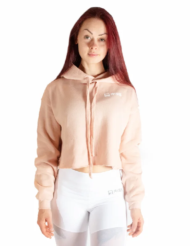 Women's Hooded Sweatshirts with Terry Cloth LiningCROPPED HOODIE - PEACH