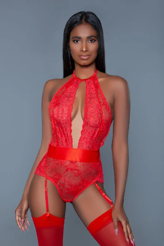 lingerie sets with matching robesOphelia Red Bodysuit