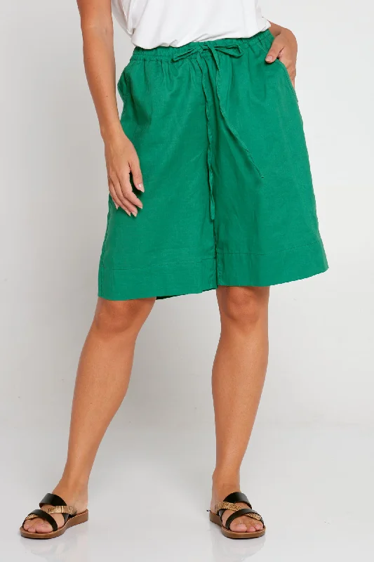 Women's Jodhpurs with Square CollarZhuri Linen & Cotton Shorts - Green