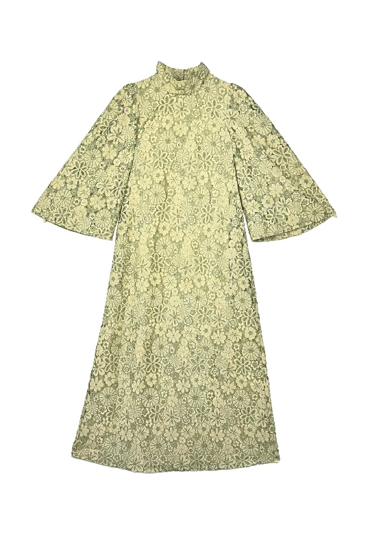 Women's Keyhole-Neck DressesBell Sleeve Maxi Mod Dress - Mint Lace