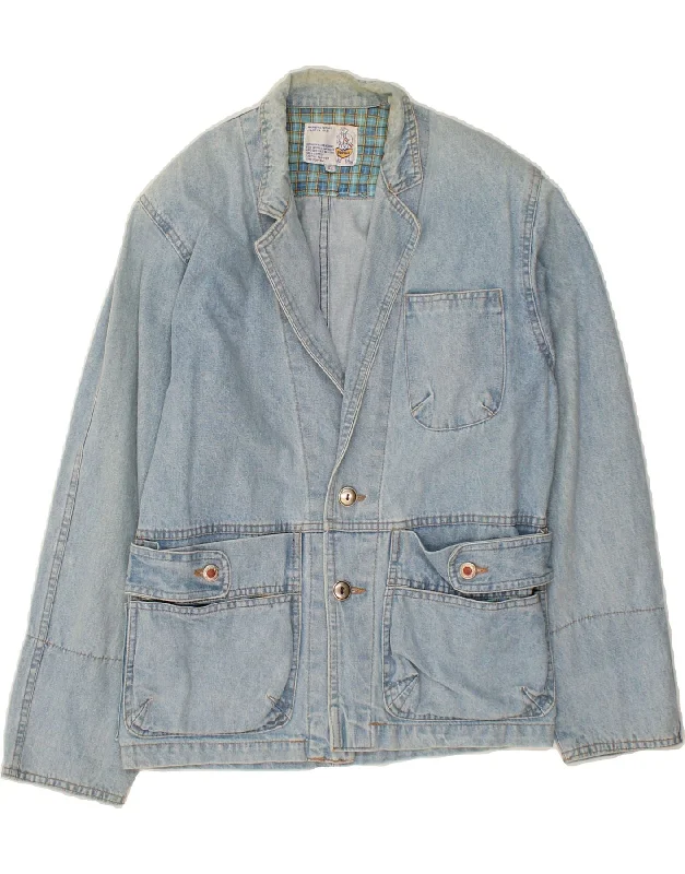 Women's Coats with Fur TrimmedPOP 84 Womens Denim Jacket IT 42 Medium Blue Cotton