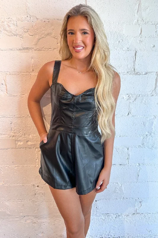 Women's OverallsVegan Leather Romper