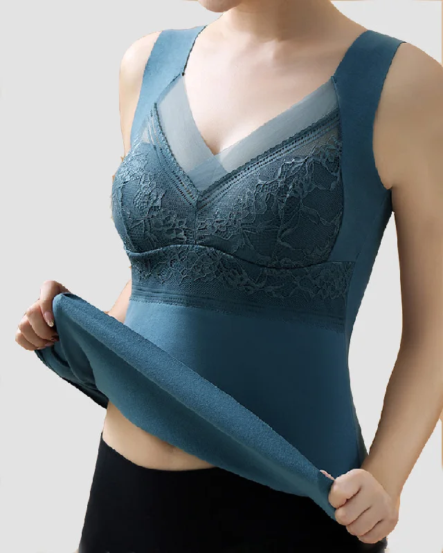 sports bras with mesh panels2-in-1 Thermo Unterwäsche Weste V-Ausschnitt Nahtlos Integrierter BH Tank Tops