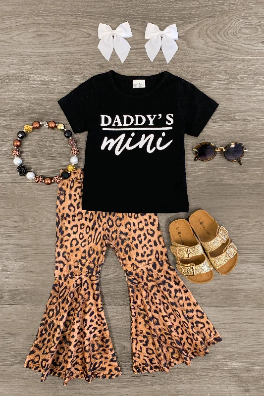 Women's High Collar Dresses"Daddy's Mini" Cheetah Bell Bottom Set