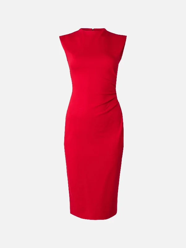 Women's V-Shaped Collar DressesDarrius Dress in Akane Red