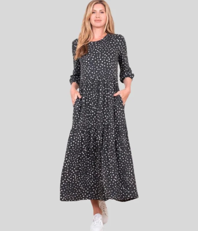 Women's Keyhole-Neck DressesBrakeburn Grey Spotty Jersey Dress