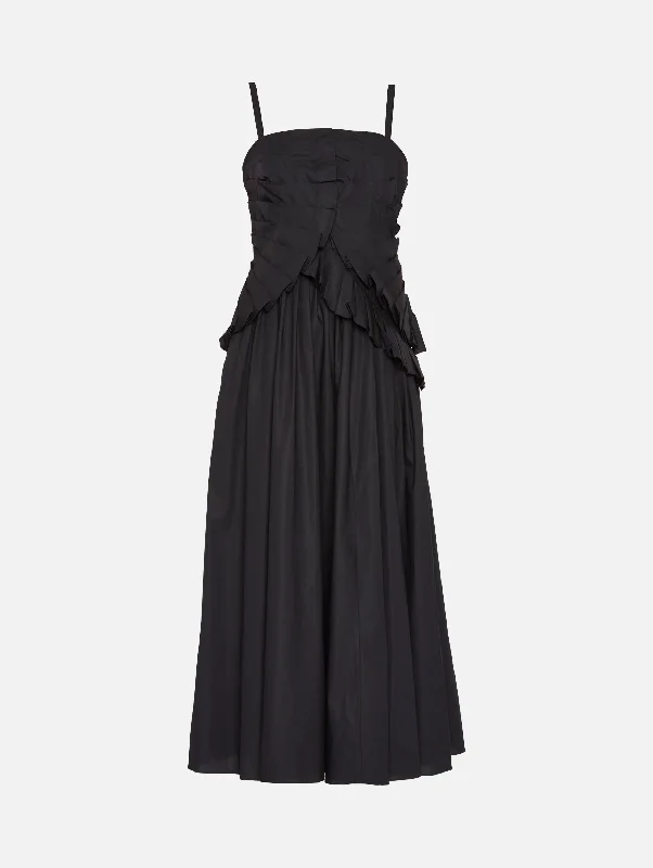 Women's Keyhole-Neck DressesJosephine Cotton Dress in Noir