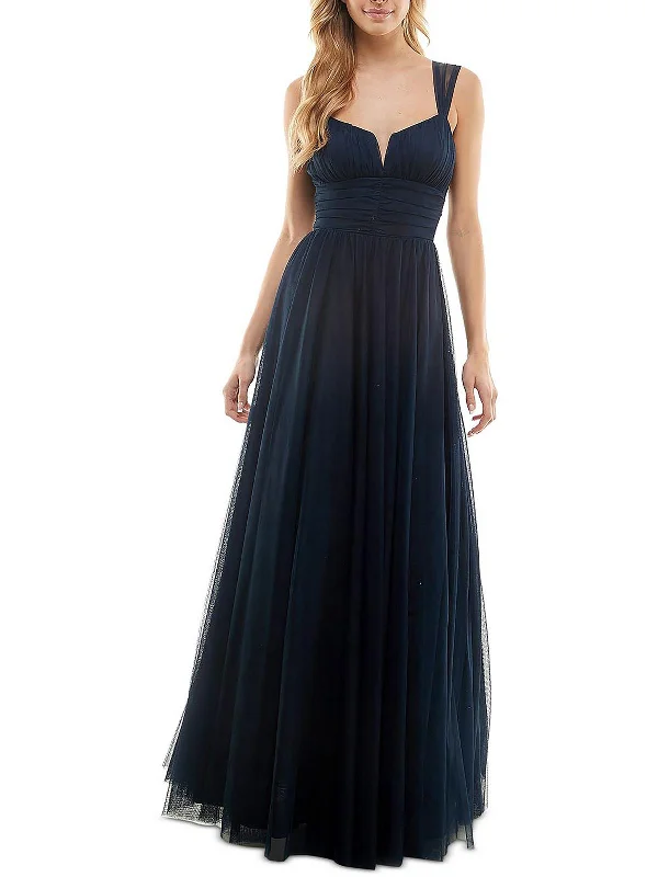 Women's Cap-Sleeve DressesJuniors Emma Womens Pleated Prom Evening Dress