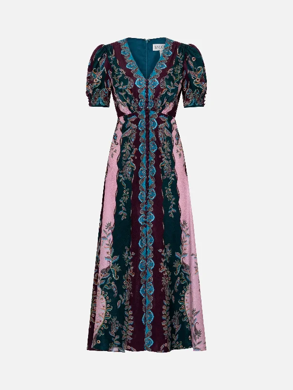 Women's Round-Neck DressesLea Long Dress in Boteh Garden