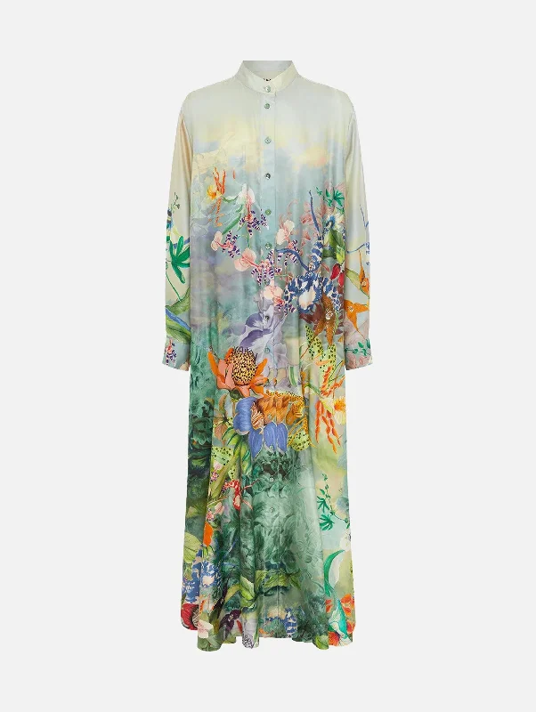 Women's Mandarin-Neck DressesMirage Silk Shirtdress in Multi