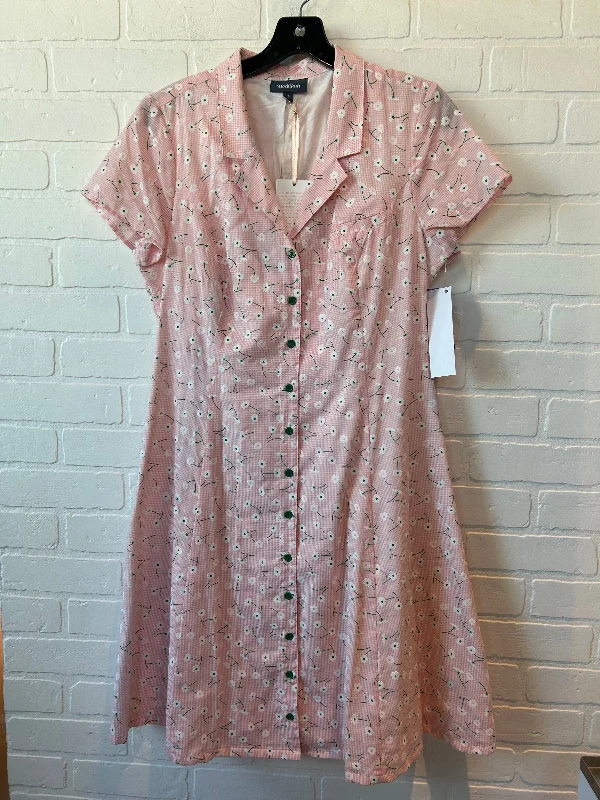 Women's Notched Collar DressesPink Dress Casual Short Modcloth, Size L