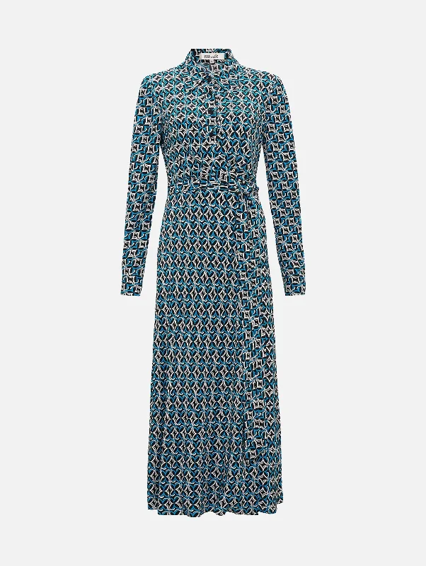 Women's Lapel Collar DressesTori Wrap Dress in Gig Tile Blue