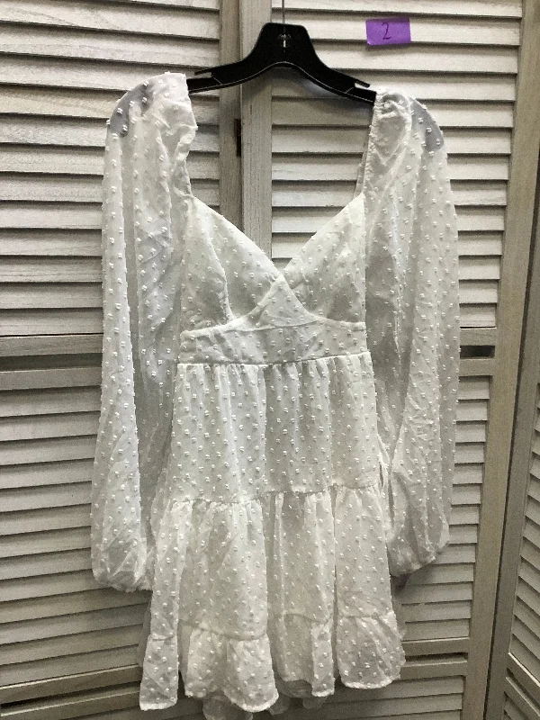 Women's Shawl Collar DressesWhite Dress Casual Short Lulu, Size M