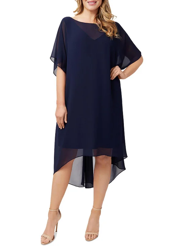 Women's V-Shaped Collar DressesWomens Chiffon Overlay Cocktail Dress