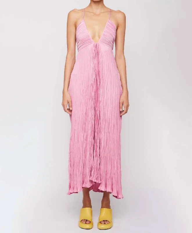 Women's Boat Collar DressesAngelina Midi Dress In Rose Pink