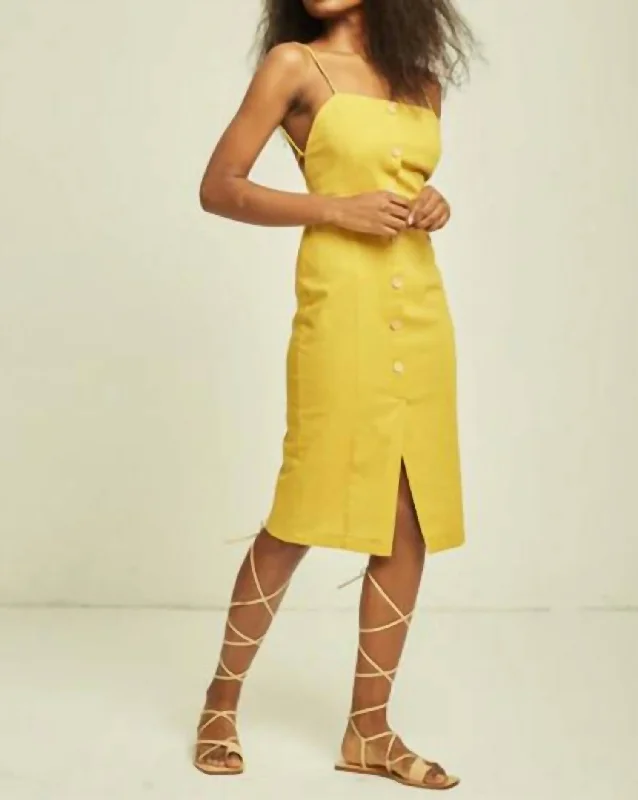 Women's Notched Collar DressesAriana Midi Dress In Yellow