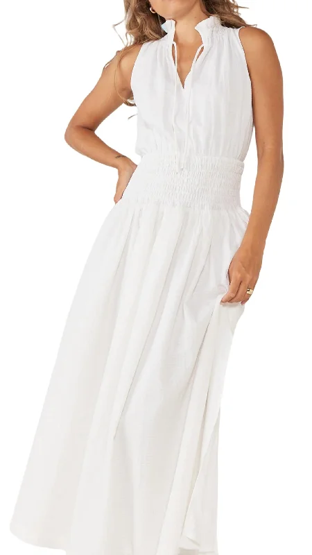 Women's Shawl Collar DressesAssure Midi Dress In White