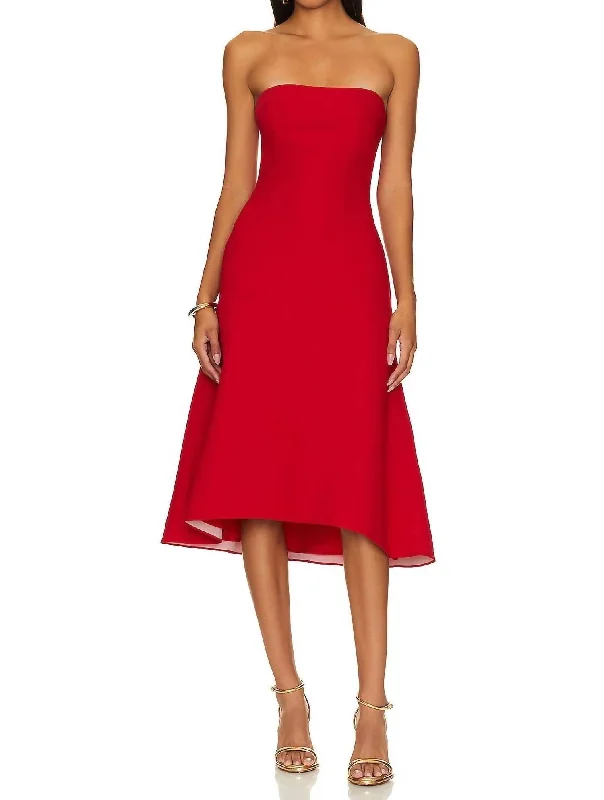 Women's Ruffled DressesBasia Midi Dress In Scarlet