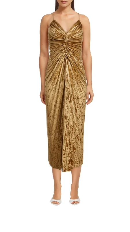 Women's Asymmetrical DressesMarylin Midi Dress In Gold