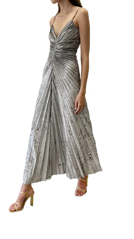 Women's V-Neck DressesMaryln Midi Dress In Silver