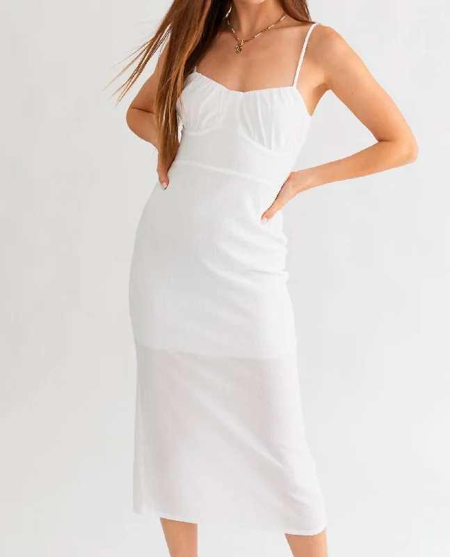 Women's Square-Neck DressesMidi Dress In Off White