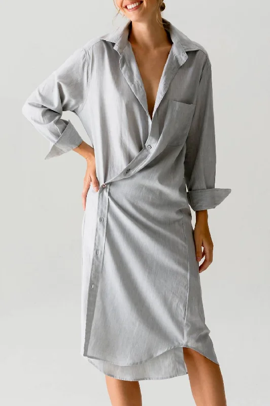 Women's One-Shoulder DressesMidi Shirt Dress In Heathers