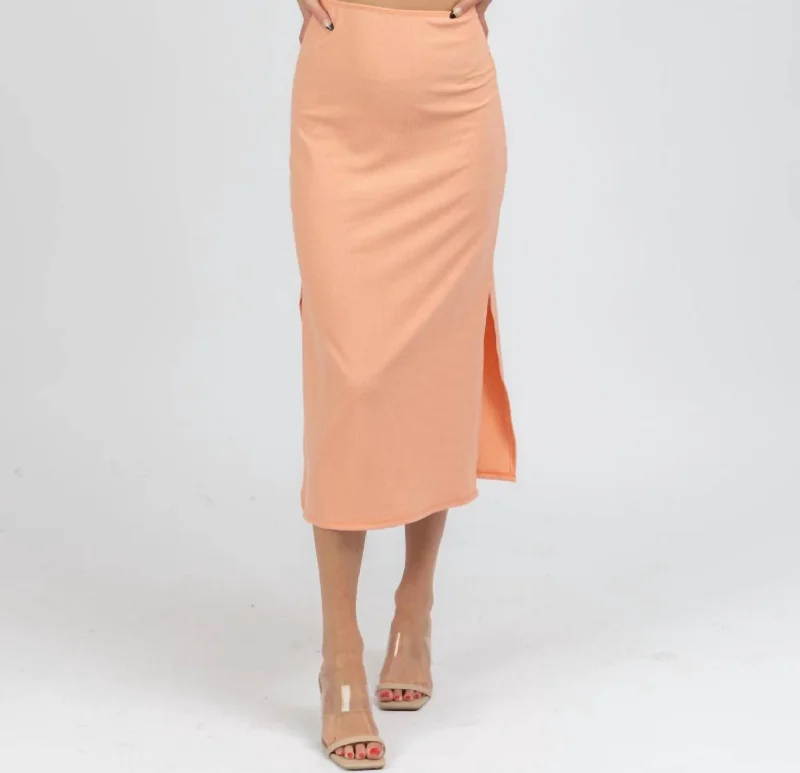 Women's Sheath DressesRibbed Cutout Midi Dress In Cantaloupe