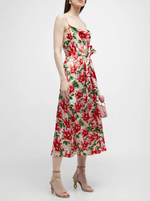 Women's Shawl Collar DressesSamantha Cowl Neck Midi Dress In High Tea Floral