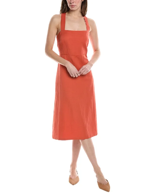 Women's Halter DressesTheory Crossback Linen-Blend Midi Dress