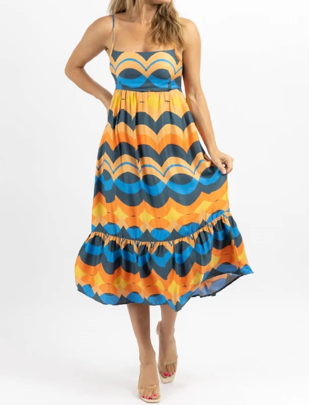 Women's High-Low DressesTie-Back Midi Dress In Tulum Multicolor