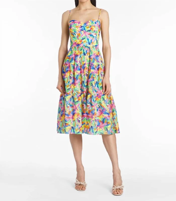 Women's Sweetheart Collar DressesTula Midi Dress In Paradiso Print